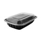 FH-128B 28oz Rectangular Two-Piece Container (Black Base & Clear Lid)