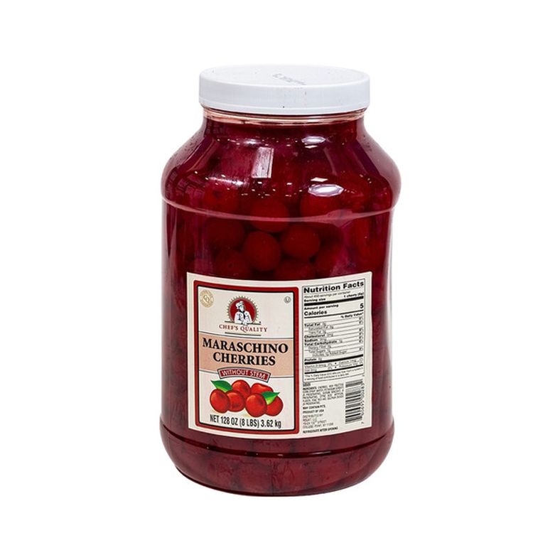 Chef's Quality - Maraschino Cherries with Stems - 64 oz Jar
