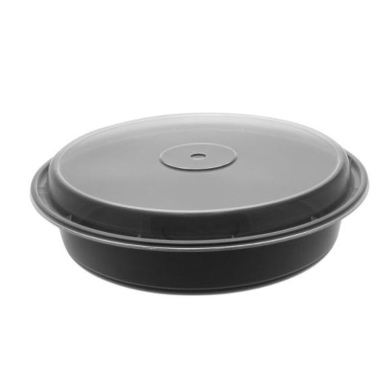 Pactiv Newspring - Microwavable Black Round Versatainer with Lid 9" - 150x48 oz