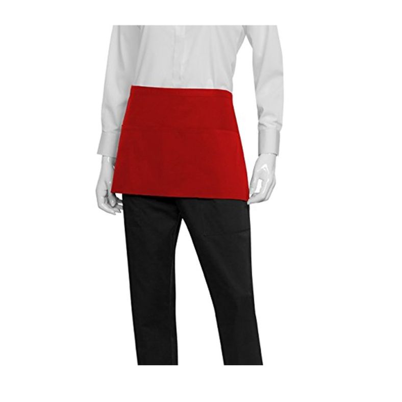 Waist Apron Red (12"L x 23"W, 3 Pockets, 65/35 Poly/Cotton)