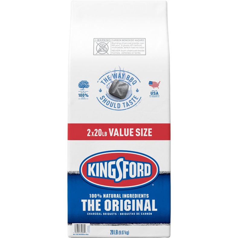 Kingsford Original Charcoal Briquettes, BBQ Charcoal for Grilling 20 Pounds Each (Pack of 2) (32069)