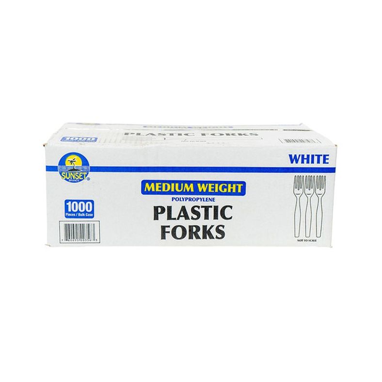 Sunset - Medium Weight White Plastic Forks - 1000 ct