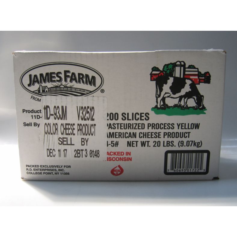 James Farm - Yellow American Cheese - 5 lb (200 slices)