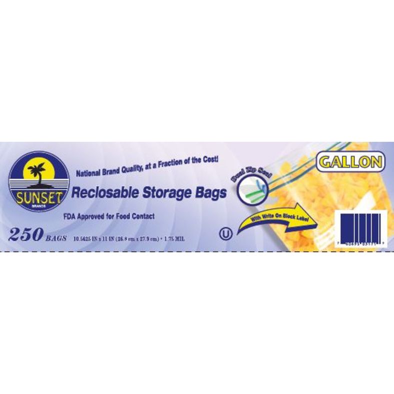 Sunset - Reclosable Storage Bag (Gallon) - 250 ct