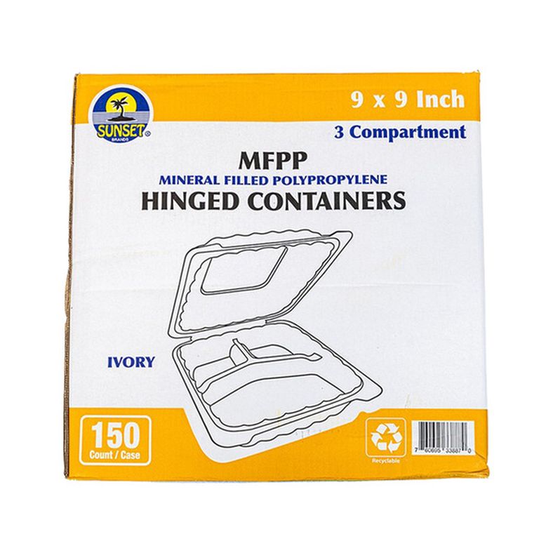 Sunset - White Hinged Container (9", 3-Compartment)