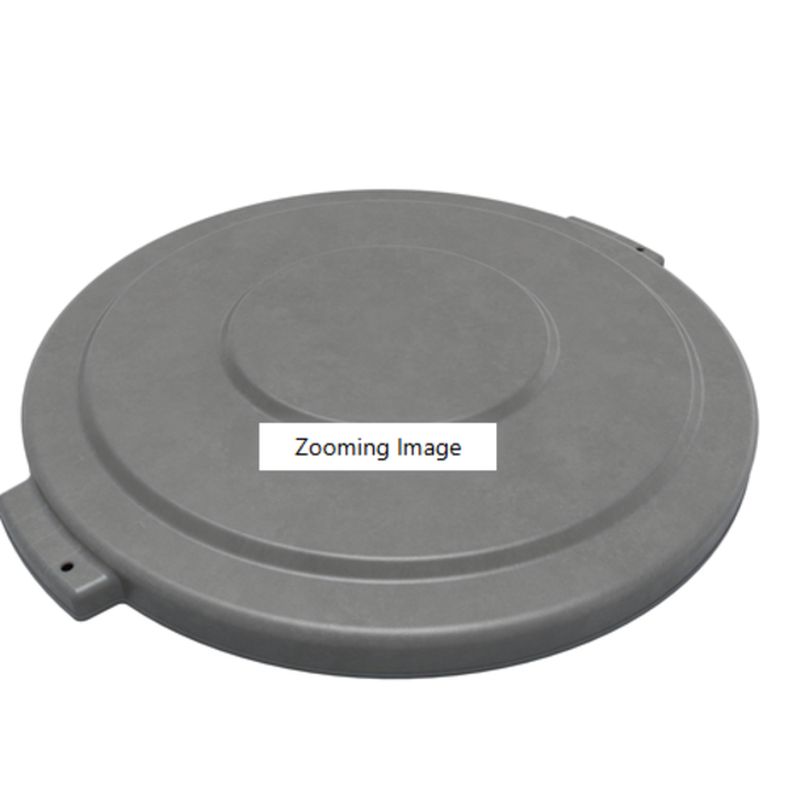 Round Waste Bin Trash Container Lid 32 Gallon - Gray