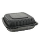 Hinged 3-Compartment Container - 9" x 9" Black - 120 ct
