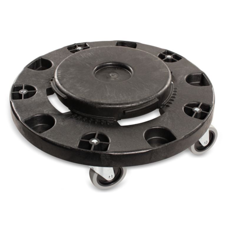 Round Waste Container Trash Can Dolly (20, 32, 44, 55 Gallon) - Black