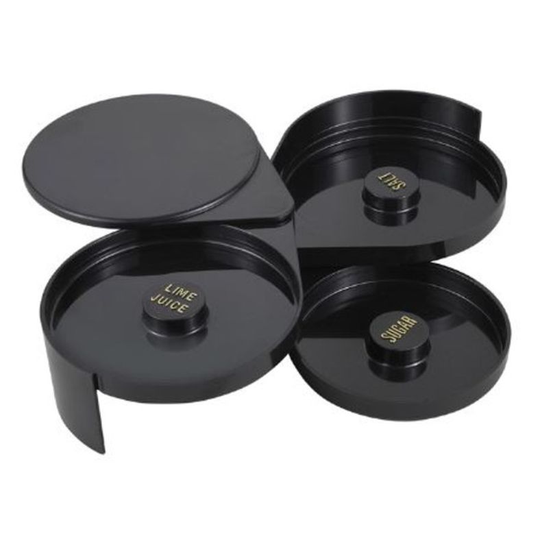 Winco - 3-Tier Glass Rimmer For Cocktails - Black