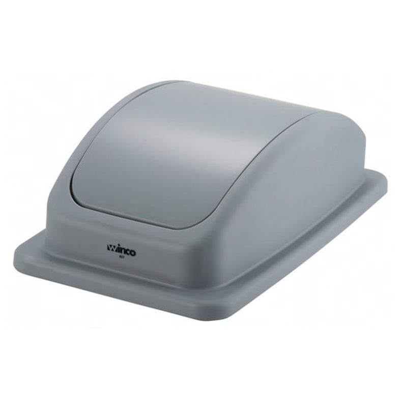 Winco - Rectangle Dome Trash Can Lid 23 Gallon - Plastic, Gray