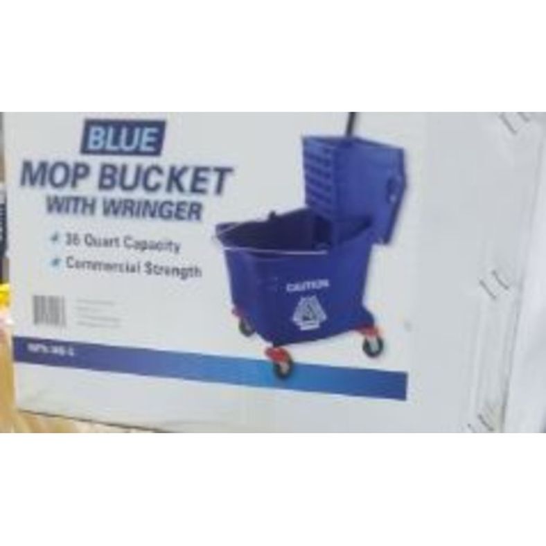 Mop Bucket with Side-Press Wringer - 36 Qt - Red