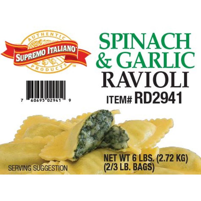 Supremo Italiano - Spinach & Garlic Ravioli - 2x2.5 lb