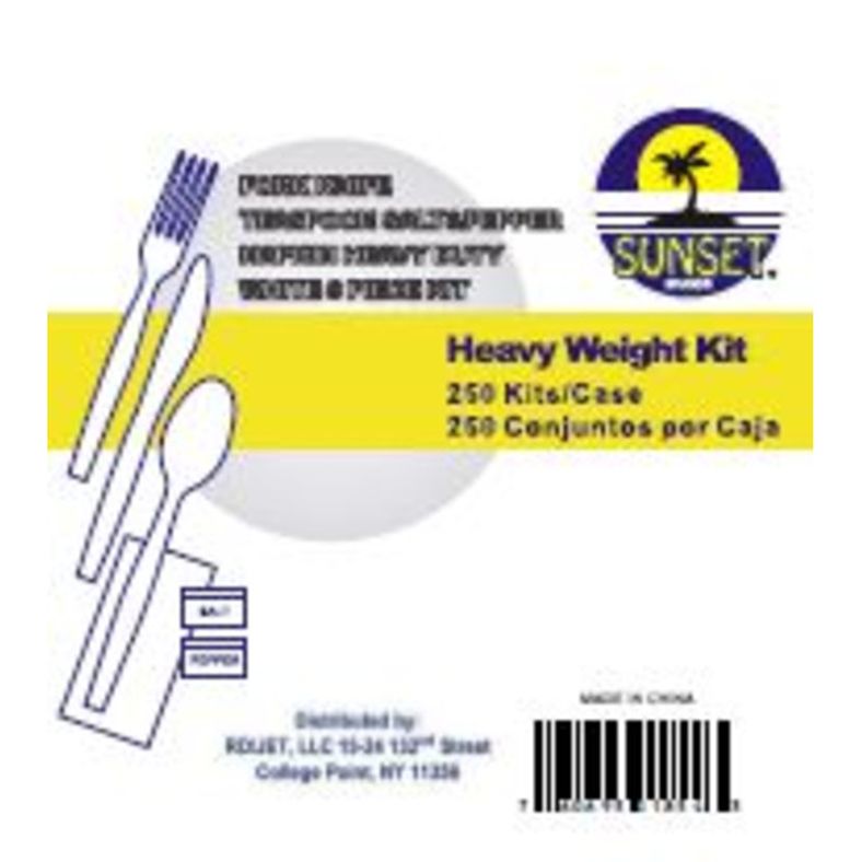 Sunset - Cutlery Kit 6 Piece White Heavy Duty - 250 ct