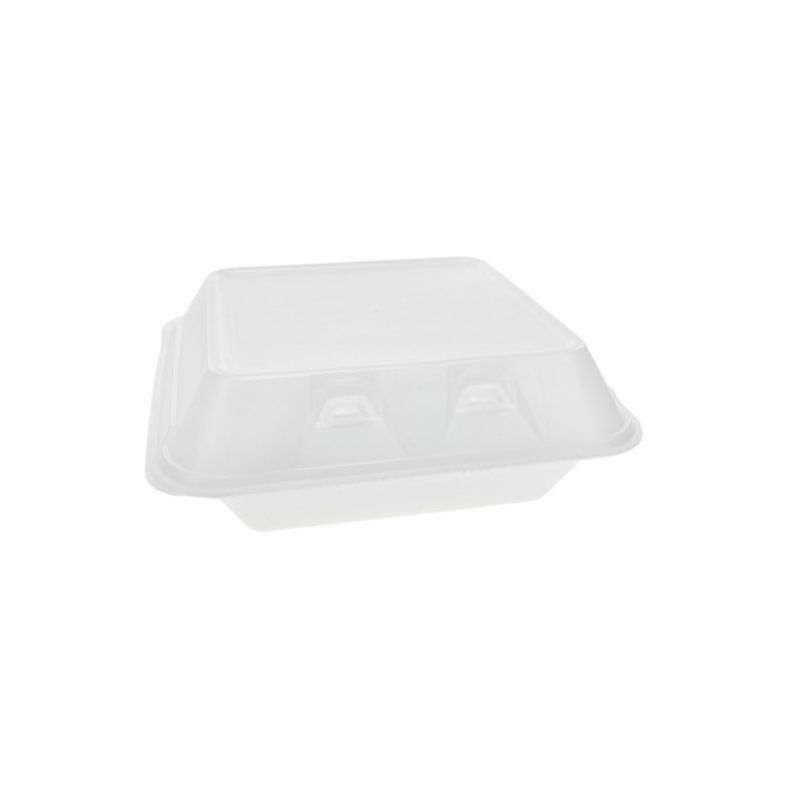 Pactiv Smartlock - Foam Hinged Container 3-Compartment (8x8) - 150 ct