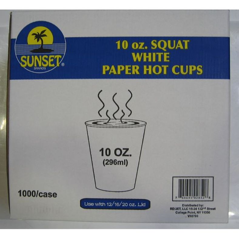 Sunset - White Hot Cup (Squat) - 10 oz - 1000 ct