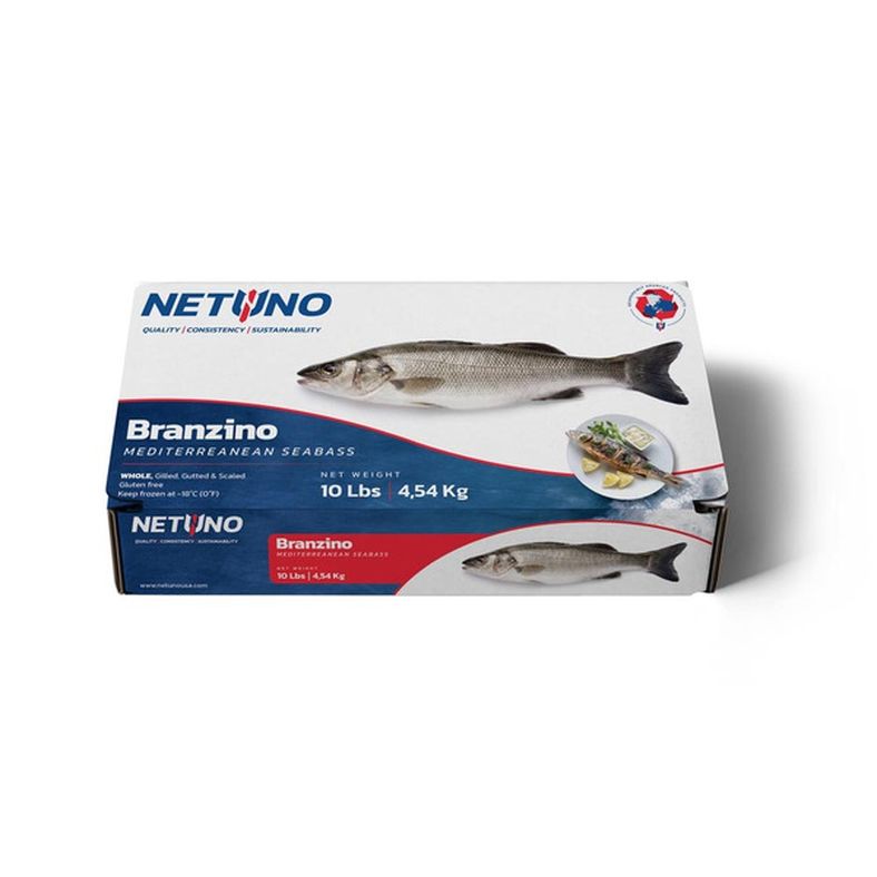 Netuno - Whole Branzino (Gilled, Gutted, Scaled, 3/4-1 lb) - 10 lb