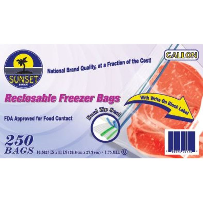 Sunset - Reclosable Freezer Zipper Bag (Gallon) - 250 ct