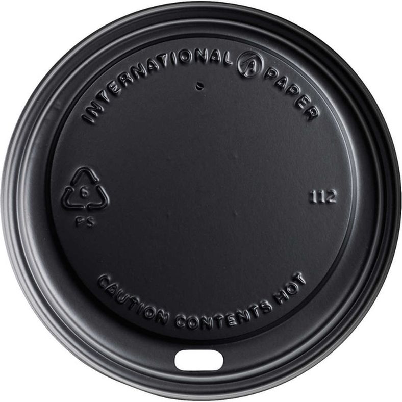 Intl Paper - Black Domed Lid for Hot Cups (12/16/20 oz) - 1200 ct