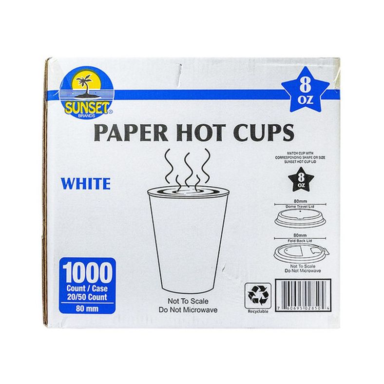 Sunset - White Hot Cup - 8 oz - 1000 ct