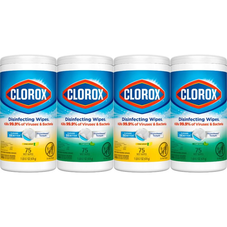 Clorox - Disinfecting Wipes Value Pack (Bleach Free, 75 ct) - 4x75 ct