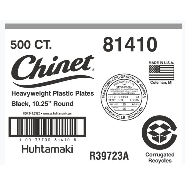 Chinet - Heavyweight Plastic Plates 10.25" Round - Black