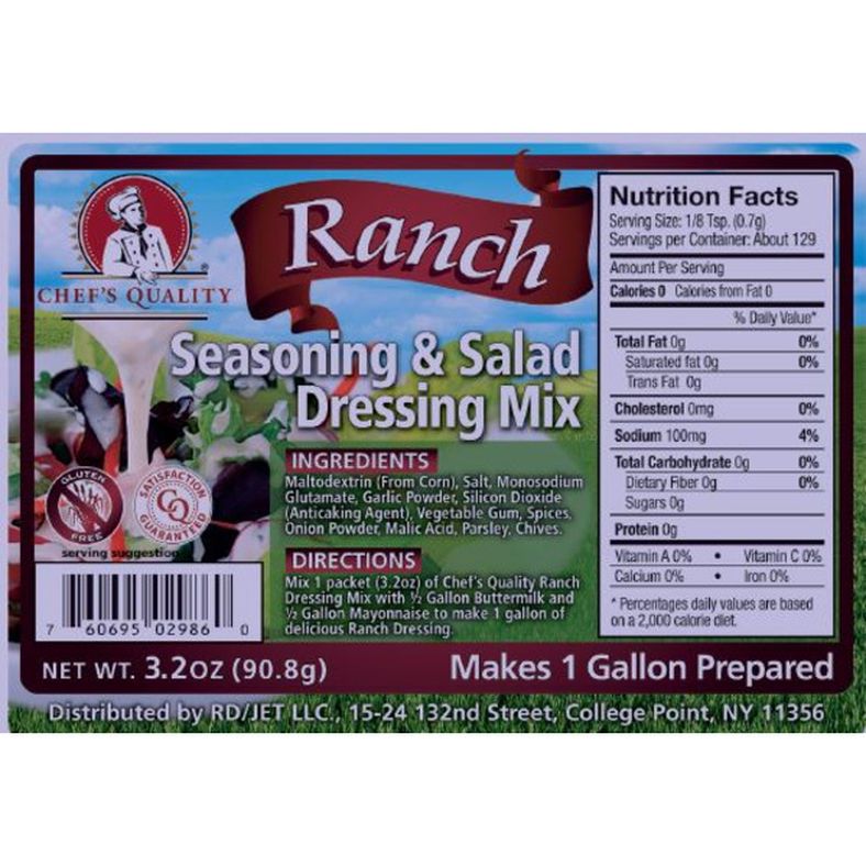 Chef's Quality - Ranch Dressing Mix - 3.2 oz packets