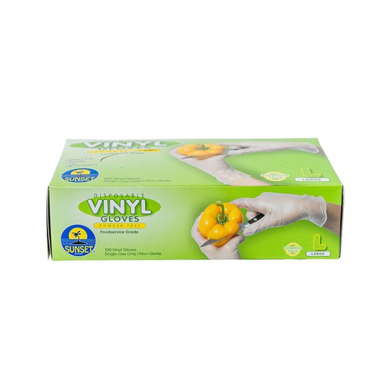Sunset - Vinyl Gloves without Powder (Size Large) - 100 ct