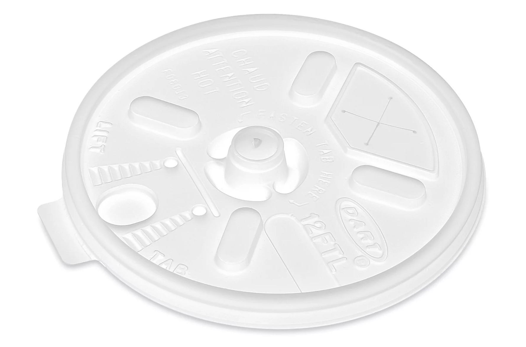 Dart 12oz White Flat Drinking Cup Lid - 1000 Count (For 12oz Foam Cup)