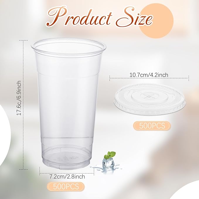 32oz Amore 1000 count PET Disposable Drinking Cups, Crystal Clear, Perfect for Ice Coffee, Smoothie, Soda, or Any Cold Drinks (Copy) (Copy)