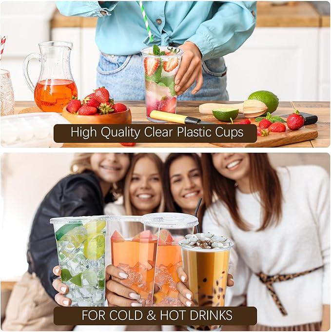 32oz Amore 1000 count PET Disposable Drinking Cups, Crystal Clear, Perfect for Ice Coffee, Smoothie, Soda, or Any Cold Drinks (Copy) (Copy)
