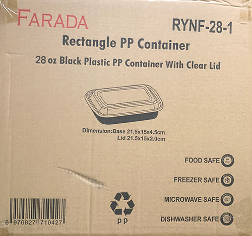 28oz Black Container & Lid 8 x 6"
