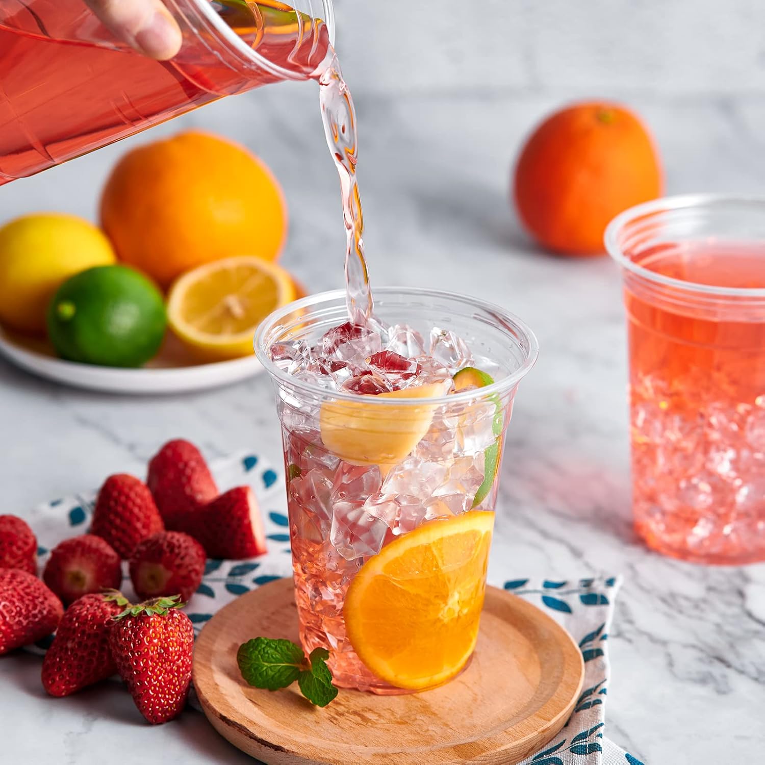 16oz Amore 1000 count PET Disposable Drinking Cups, Crystal Clear, Perfect for Ice Coffee, Smoothie, Soda, or Any Cold Drinks