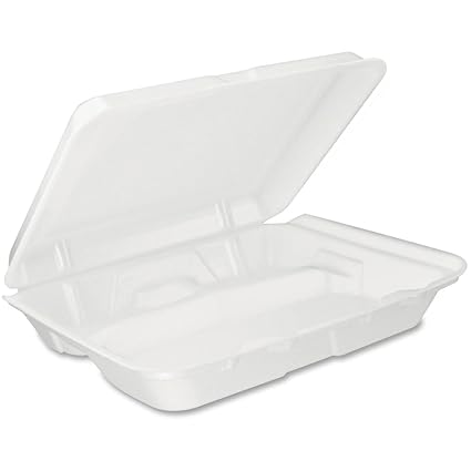 Dart 95HT3 - 9" x 9" x 3" White Foam 3-Compartment Hinged Container - 200 per case
