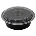 FH-23B 24oz Round Two-Piece Container - 7" Diameter (Black Base & Clear Lid) - 150/Case