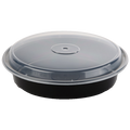 FH-48B 48oz Round Two-Piece Container - 9" Diameter (Black Base & Clear Lid) - 150/Case