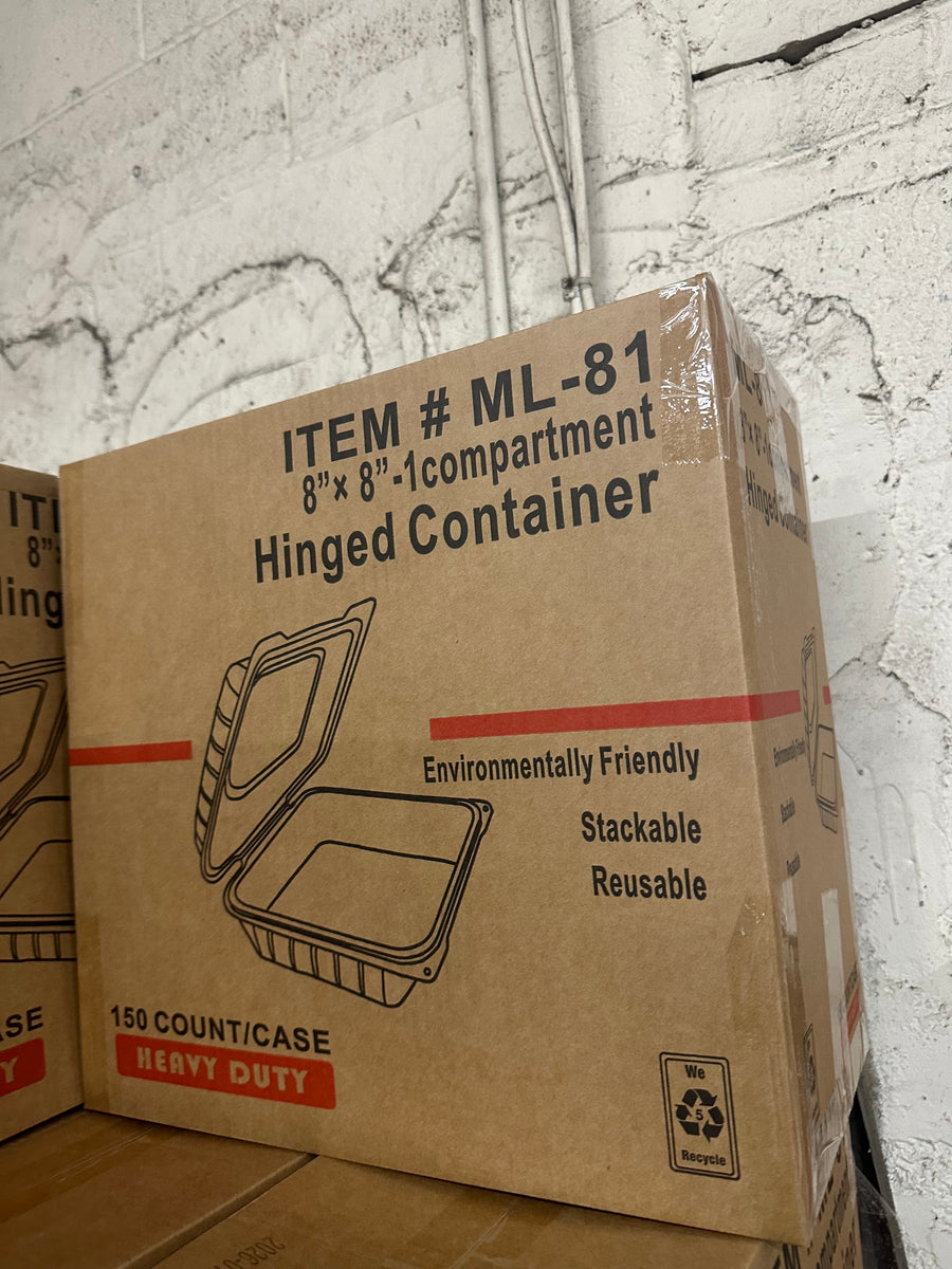 ML-81 Hinged Container 8"x8" 1 Compartment 150 Count Heavy Duty