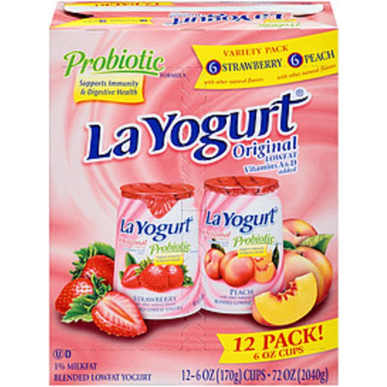 La Yogurt - Strawberry & Peach Lowfat Yogurt - 12x6 oz