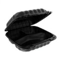 Tamper-Proof Hinged Lid 8x8 3 Compartment Black - 200 ct