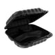 Tamper-Proof Hinged Lid 8x8 3 Compartment Black - 200 ct