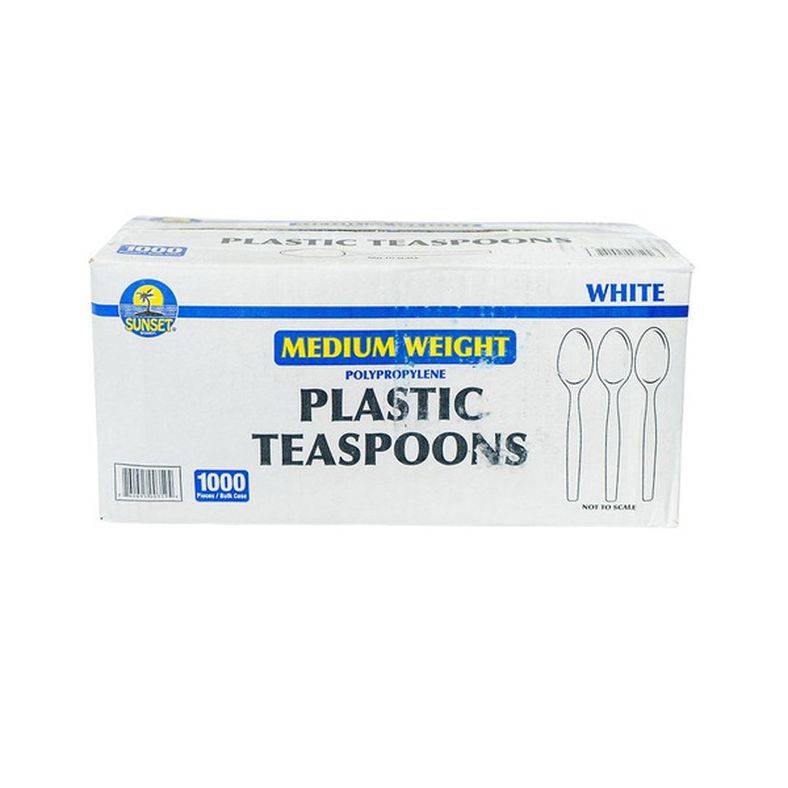 Sunset - White Medium Weight Plastic Teaspoons - 1000 ct