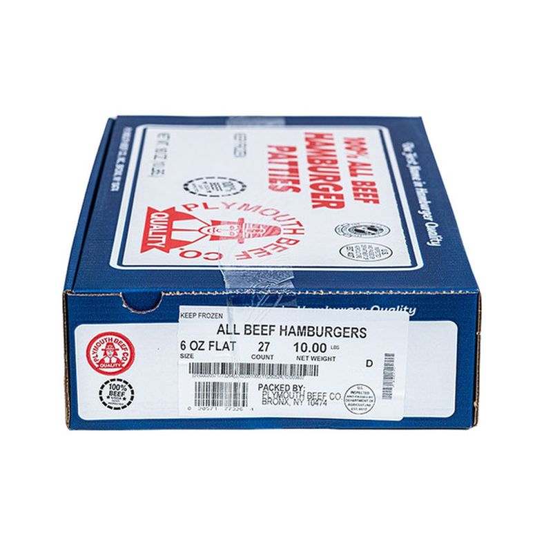 Frozen Beef - Hamburger Patties 80/20 (6 oz Flat) - 10 lb