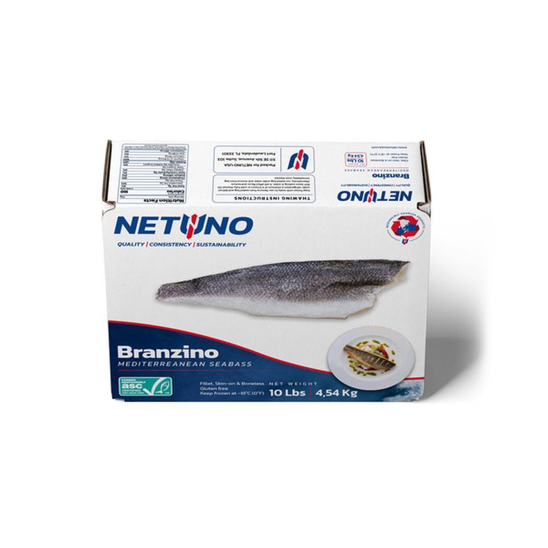 Netuno - Branzino Fillet (Skin On, Boneless, 5-6 oz) - 10 lb