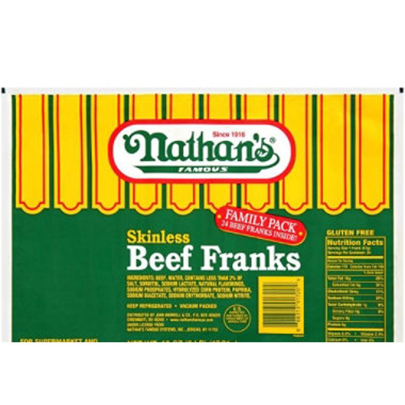 Nathan's Famous - Skinless Beef Franks (5:1) - 5 lb
