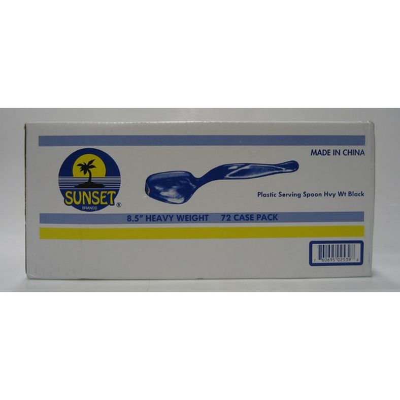 Sunset - Heavy Duty Black Plastic Catering Spoons - 8.5" - 72 ct