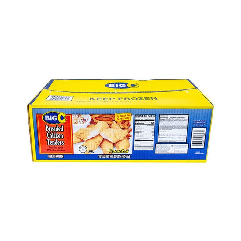 Frozen Big C - Par Fried Breaded Chicken Tenderloins - 10 lb