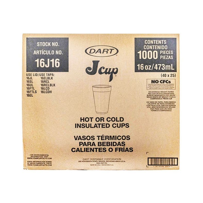 Dart - White Foam Cup - 16 oz - 1000 ct