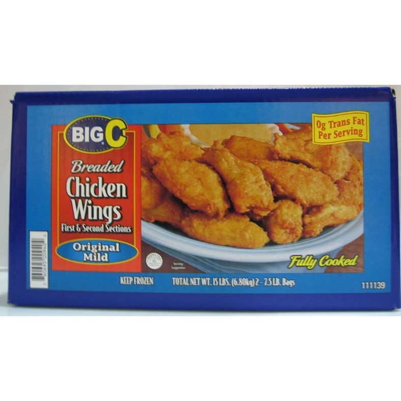 Frozen Big C - Cooked Breaded Chicken Wings (Mild) - 15 lb