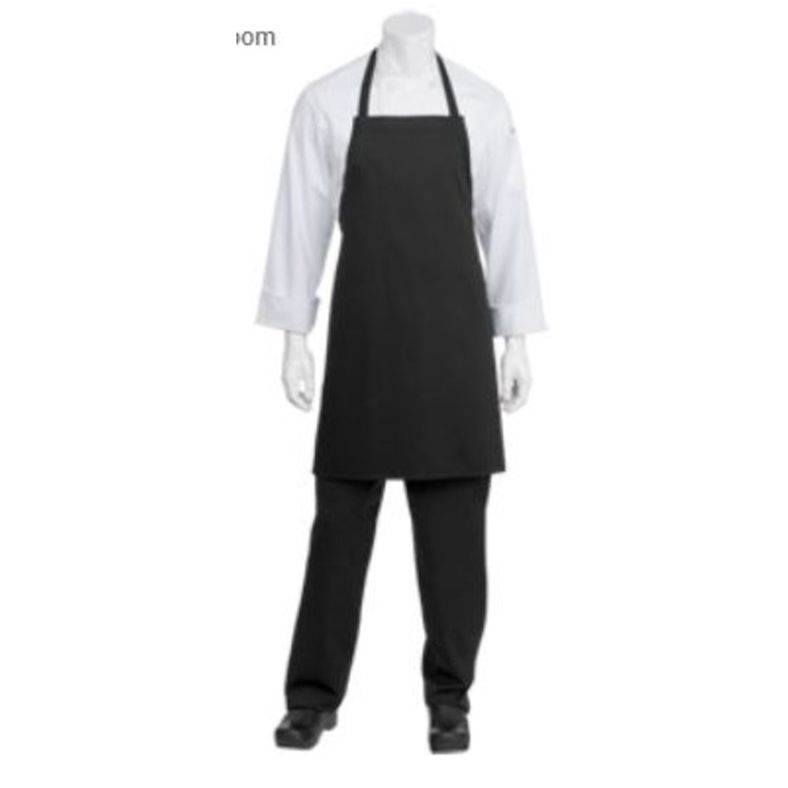 Chef Works - Black Bib Apron (No Pocket)
