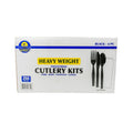 Sunset - Deluxe Wrapped Black Cutlery Kit (Fork, Knife, Teaspoon, Napkin) - 250 ct