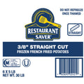 Frozen Restaurant Saver - 3/8" Straight Cut French Fries - 30 lbs